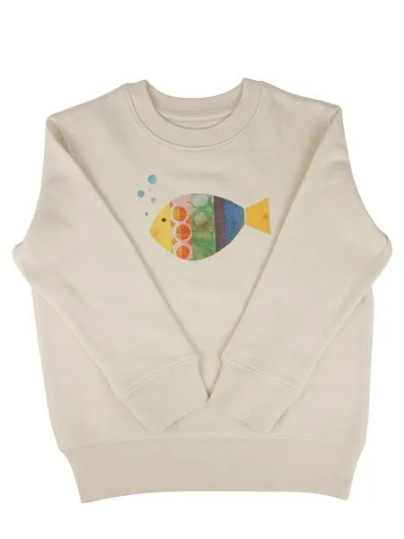 MelaDi Meladi Kinder Sweater aus Biobaumwolle - Fisch auf Natural Raw, Natural white, – Produktbild 3 von 6