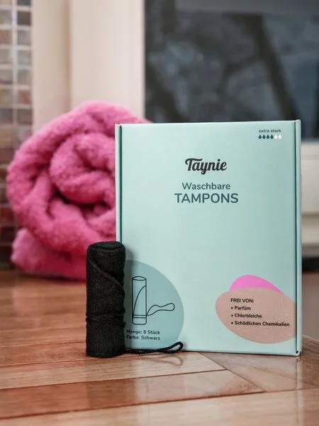 Taynie Taynie Waschbare Tampons extra stark (8 Stk.) Biozidfrei wiederverwendbar 90°C Stofftampons, Schwarz, – Produktbild 4 von 4