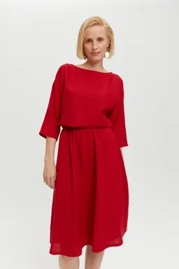AYANI AYANI Damen vegan Kleid Nane Langärmelig Scharlachrot – Produktbild 1 von 1