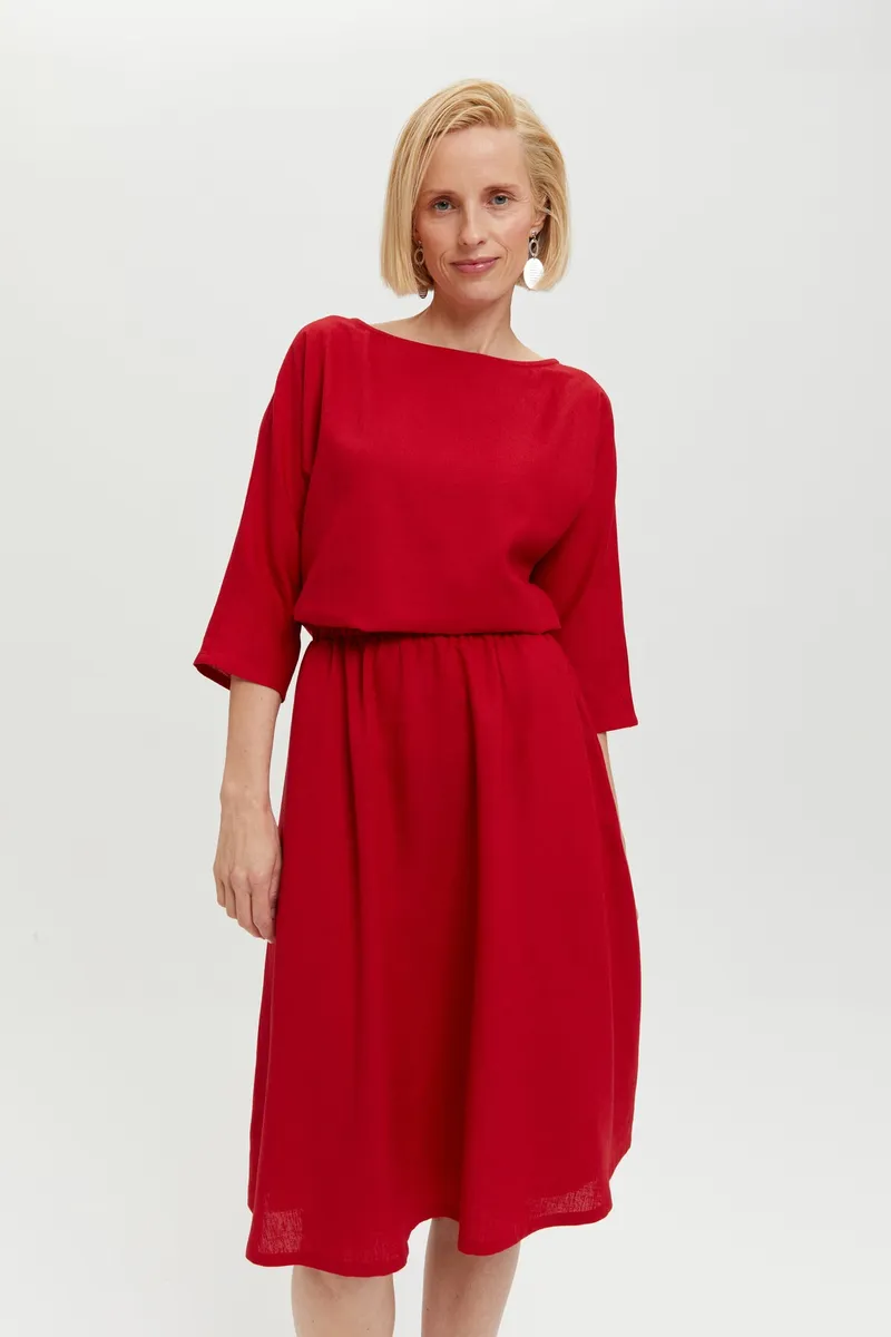AYANI AYANI Damen vegan Kleid Nane Langärmelig Scharlachrot, Rot, – Produktbild 1 von 2