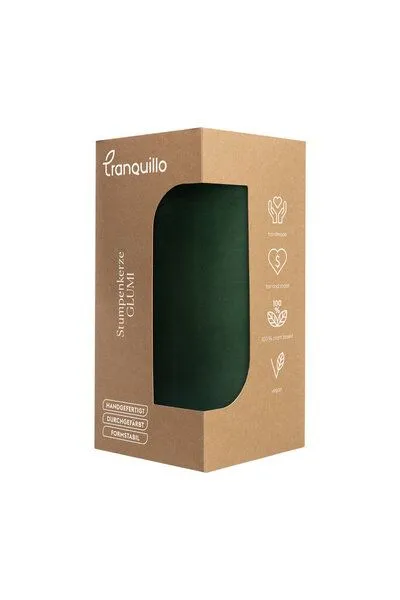 Tranquillo Handgearbeitete Stumpenkerze GLUMI forest, Ø 7,5 x 15 cm - grün – Produktbild 3 von 3