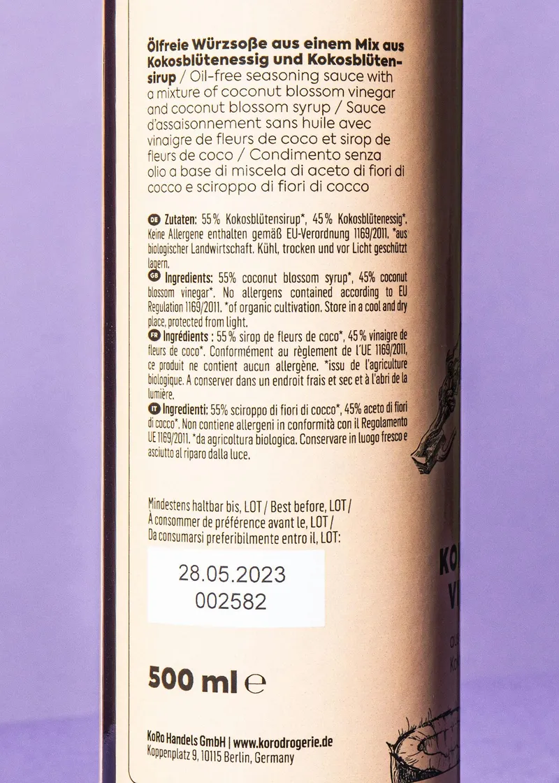 KoRo Bio Kokosblüten Vinaigrette 6 x 500 ml – Produktbild 3 von 5