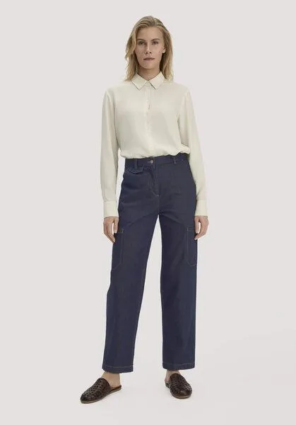 hessnatur hessnatur Jeans Cargo Barrel Leg aus reinem Bio-Denim, Pure blue, – Produktbild 1 von 4
