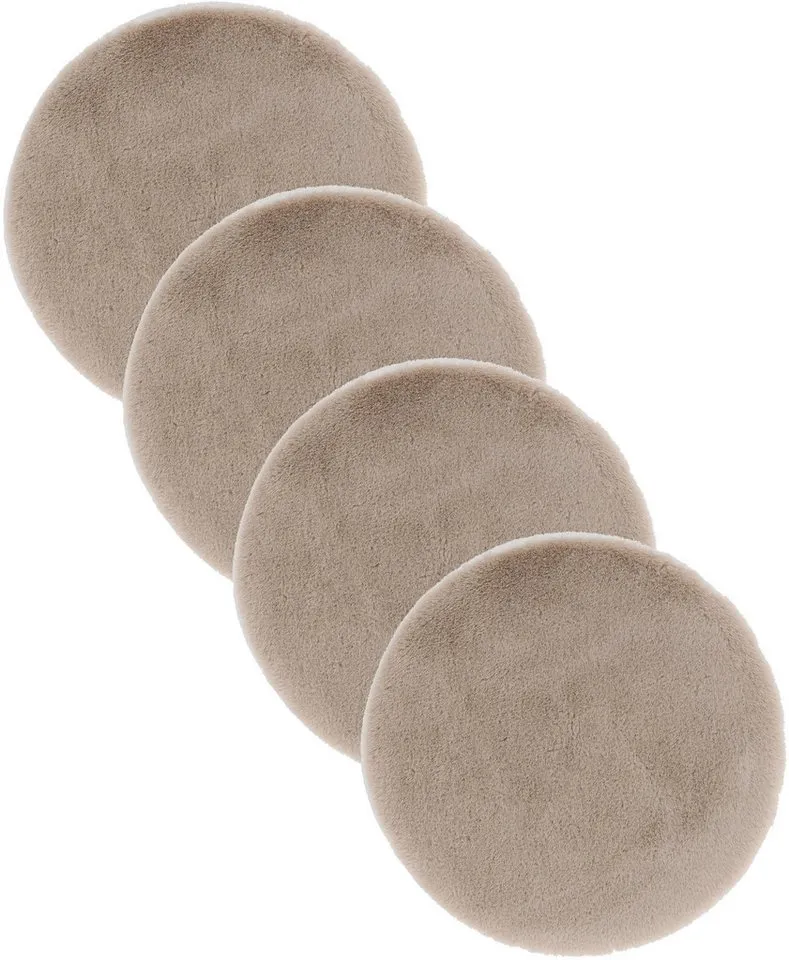 ASTRA Teppich Elda, rund, Höhe: 13 mm, runde Dekofelle im 4 er Set, kuschelweich, Wohnzimmer, Kinderzimmer, Beige, – Produktbild 2 von 3