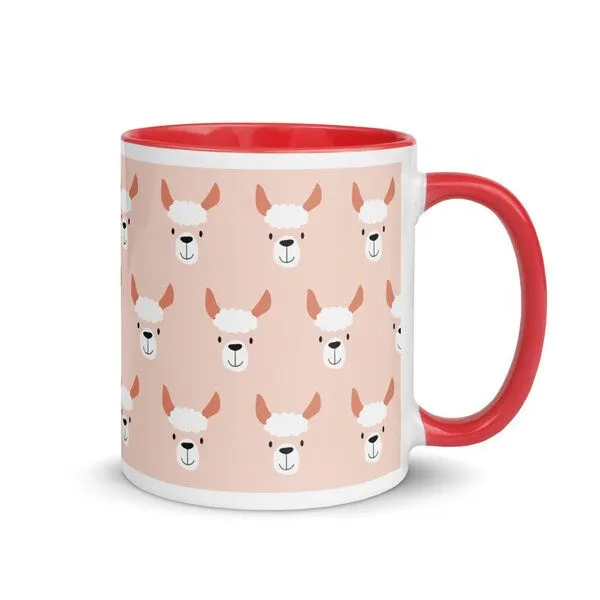 PepMelon Lama Tasse mit Farbe innen, Be Llamazing, lustige Lama Weihnachtstasse, Rot, – Produktbild 1 von 4