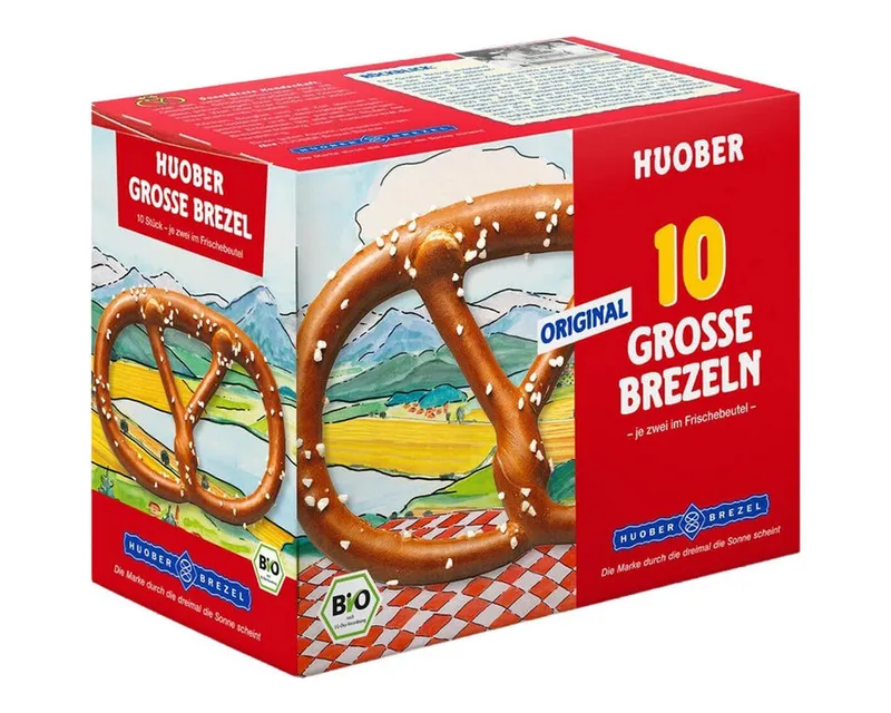 Huober Huober Knabberei, Huober Bio Grosse Knusper Brezel Original Geschmack 5 x 2 Stück 200g – Produktbild 1 von 2