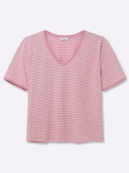 sheego sheego Ringelshirt ecru-altrosa-geringelt – Produktbild 1 von 1