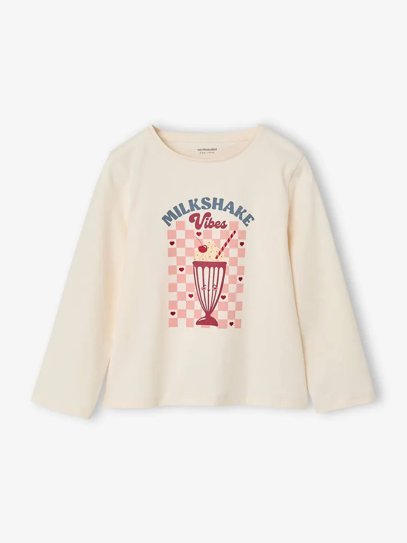 Vertbaudet Langarmshirt MILKSHAKE Mädchen, Wollweiß, – Produktbild 3 von 4