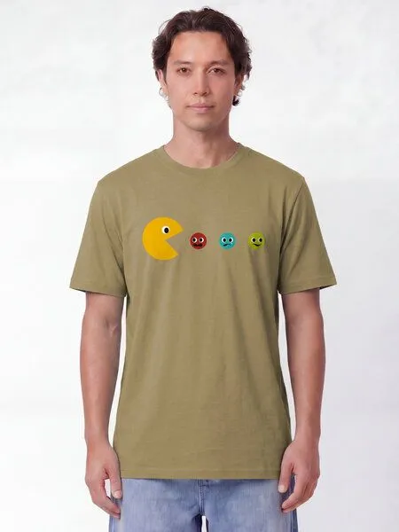 watapparel watapparel T-Shirt Unisex Pacmännchen, Faded olive, – Produktbild 2 von 2