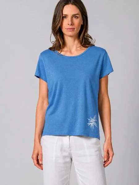 HempAge HempAge Damen T-Shirt mit Print Hanf/Biobaumwolle, Ocean (blau), – Produktbild 2 von 4