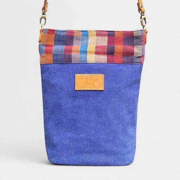 Dragolina Dragolina Umhängetasche Willow mit Webstoff der Pwo Karen, Azurblau kariert (blau), – Produktbild 1 von 4