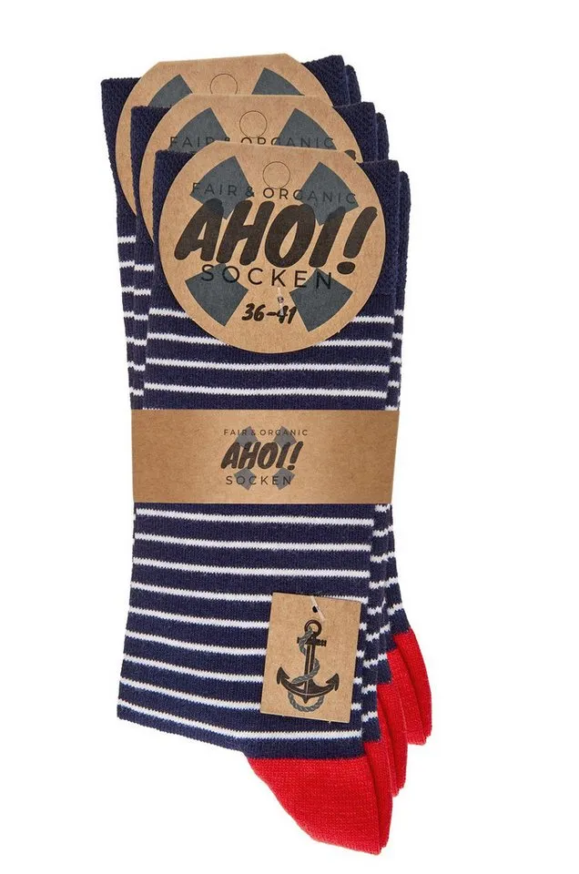FussFreunde Freizeitsocken 6 Paar maritime Socken "Ahoi" mit Bio-Baumwolle für Küsten-Liebhaber, Blau, – Produktbild 3 von 5