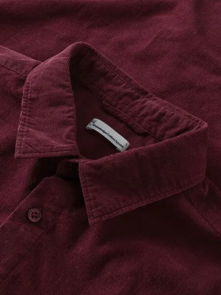 KnowledgeCotton Apparel KnowledgeCotton Apparel Cord-Hemd Regular Fit, Burgundy, – Produktbild 3 von 3
