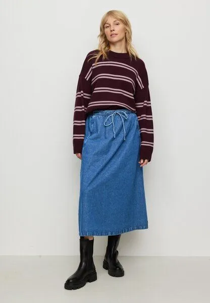 recolution Damen Strickpullover aus Bio-Baumwolle - GINGKO STRIPES - recolution, Dark plum (lila), – Produktbild 1 von 4