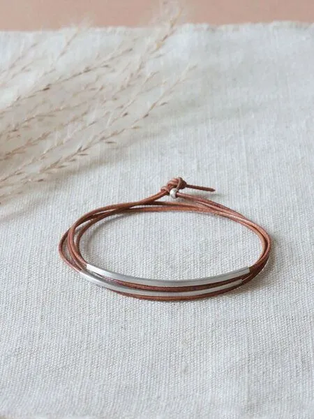pikfine pikfine Tube Armband “Tingval” silber, Cognac, – Produktbild 1 von 4