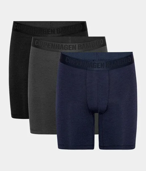 Copenhagen Bamboo 3 Paar Unterhosen aus Bambus mit langen Beinen schwarz - marineblau - grau – Produktbild 1 von 1