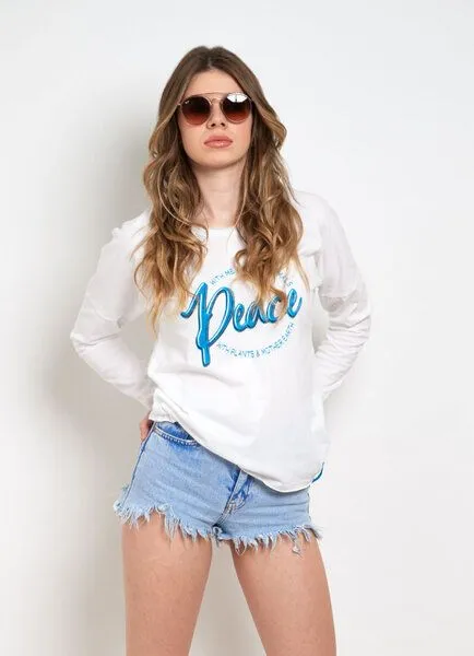 SPARKLES OF LIGHT SPARKLES OF LIGHT Yoga Shirt | PEACE WITH ME & YOU, Weiss, – Produktbild 1 von 3