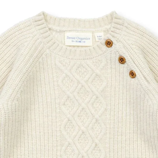 Sense Organics Sense Organics Baby Wollpullover, Modell DIBOO, Cremeweiß melange, – Produktbild 2 von 3