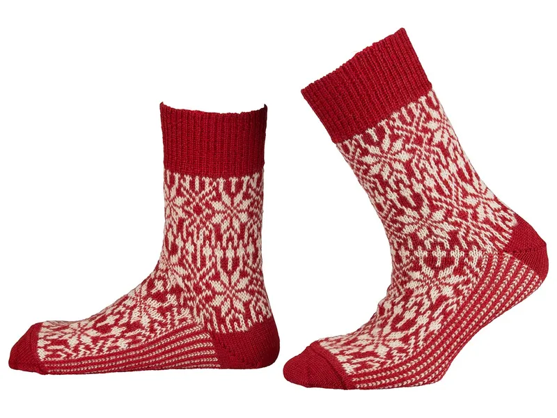 hirsch natur hirsch natur Unisex-Wollsocken 'Norweger Sternenmuster' rot/natur – Produktbild 1 von 1