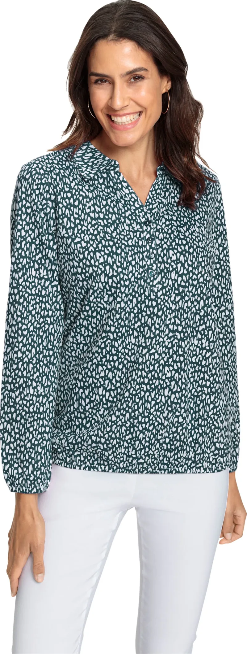 Witt Langarmshirt petrol-weiß-bedruckt, Petrol-weiß-bedruckt, – Produktbild 2 von 2