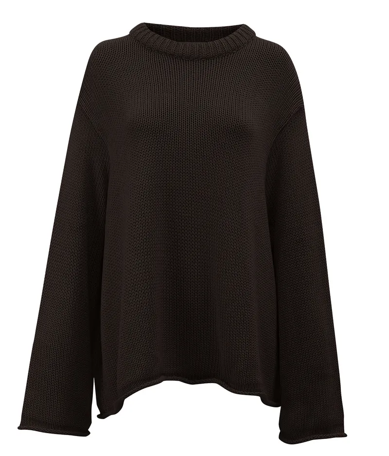 JAN N JUNE JAN 'N JUNE Damen vegan Pullover Sona Schokolade, Dunkelbraun, – Produktbild 1 von 2