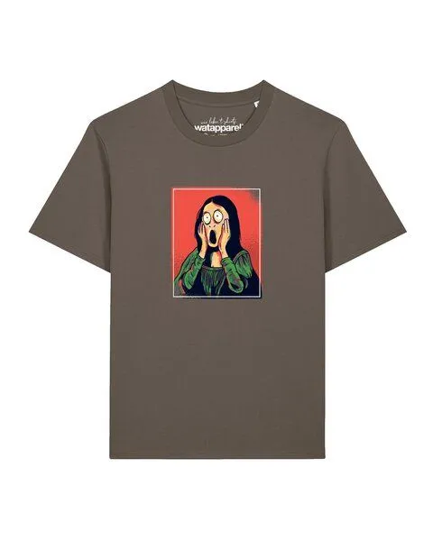 watapparel watapparel T-Shirt Unisex Mona Lisa Scream, Mocha, – Produktbild 1 von 2