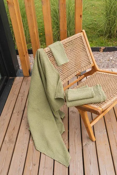 AmourLinen AmourLinen Waffelhandtuch-Set aus Leinen, Sage green (grün), – Produktbild 3 von 6