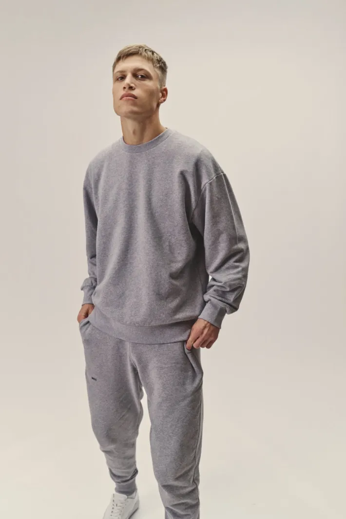 WOTE WOTE Herren vegan Oversized Sweatshirt Grau Melange, Hellgrau, – Produktbild 2 von 2