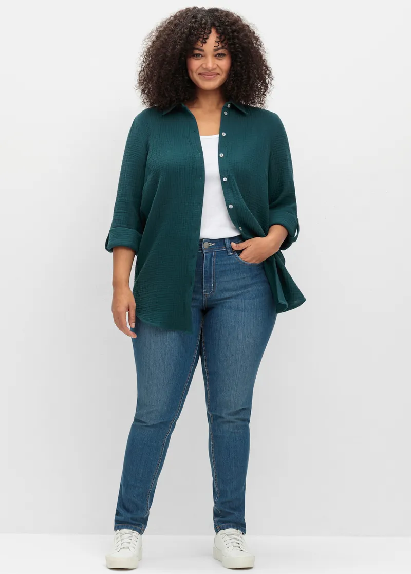 sheego Baumwollbluse, Petrol, – Produktbild 2 von 2