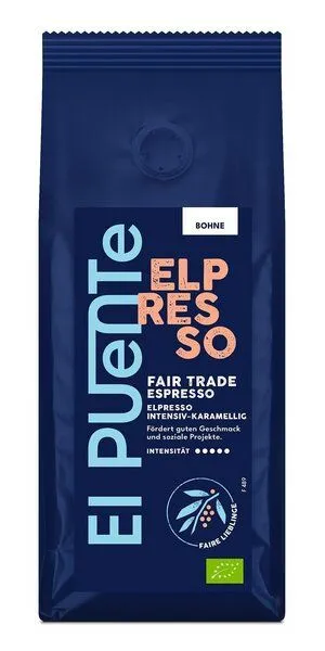 El Puente El Puente ElPresso - Bio-Espressobohnen 250 g | Fair Trade | Bio-zertifiziert | Vegan | Glutenfrei, Mehrfarbig, – Produktbild 1 von 1