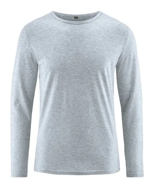 HempAge Hempage Herren Langarmshirt mit Yakwolle/Hanf/Bio-Baumwolle, Platinum (grau), – Produktbild 1 von 4