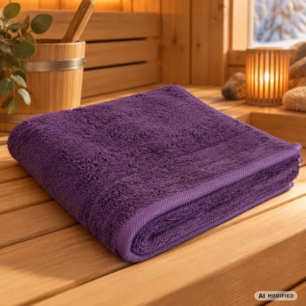 VEGAN home Saunatuch | 100% Bio-Baumwolle | 100x200cm | Verschiedene Farben, Aubergine, – Produktbild 1 von 2