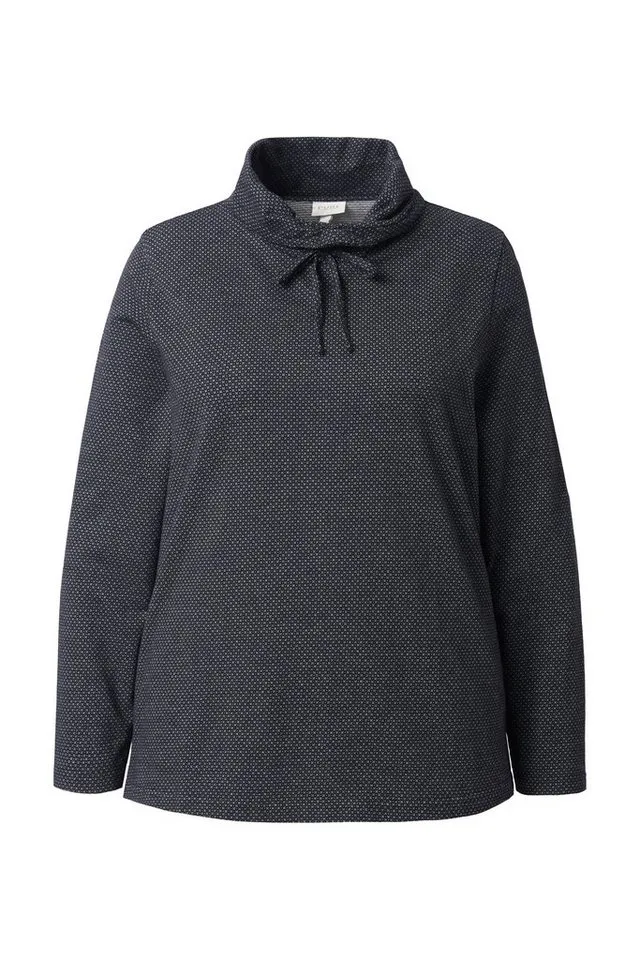 Ulla Popken Sweatshirt Sweatshirt Muster Stehkragen Langarm Biobaumwolle, Schwarz, – Produktbild 3 von 4