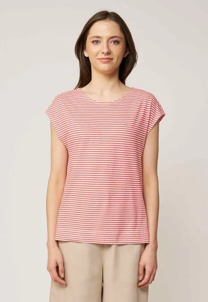 LANA Organic LANA Organic Sommershirt für Damen, Modell Kim, Iza coral - ecru, – Produktbild 1 von 4