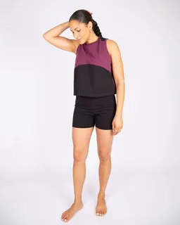 ÆVRIL ÆVRIL Damen Yogashirt // Aubergine, Black // Bio-Baumwolle – Produktbild 1 von 1