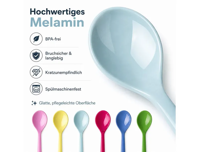 RICE RICE Teelöffel Rice Melamin Teelöffel 6er Pack in Classic Farben (2 Stück), Bunt|weiß, – Produktbild 3 von 5