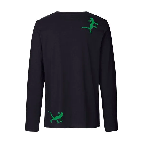 HANDGEDRUCKT HANDGEDRUCKT "Geckos" Männer Longsleeve, Black, – Produktbild 2 von 3