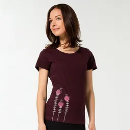 Spangeltangel Spangeltangel Damenshirt - Lillis Blume - bordeaux, aus Bio-Baumwolle – Produktbild 1 von 1