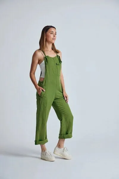 Flax and Loom Flax and Loom Leinen Latzhose Mary Lou, Spring green (grün), – Produktbild 2 von 6