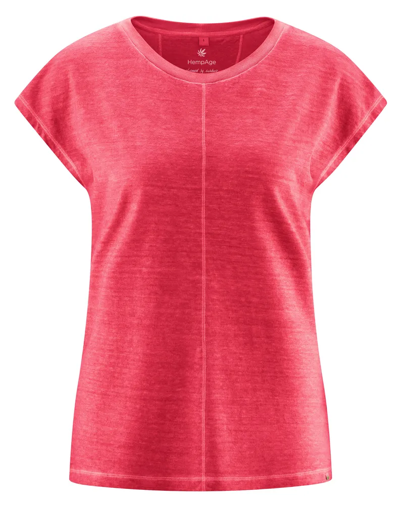 HempAge Hempage Damen vegan T-Shirt Mit Ziernähten Magnolienrosa, Rosa, – Produktbild 2 von 2
