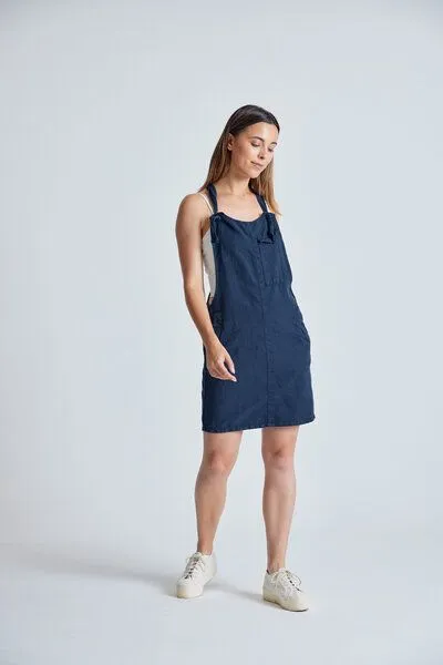 Flax and Loom Flax and Loom Leinen Latzkleid Peggy, Navy (blau), – Produktbild 2 von 8