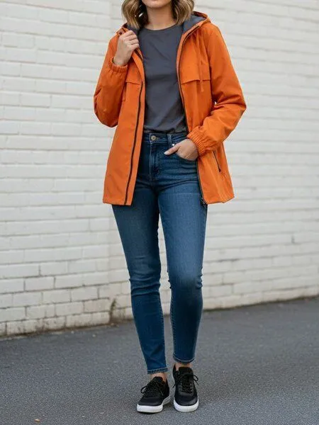 Will's Vegan Shop Will's Vegan Shop WVSport Leichte wasserabweisende Jacke, Orange, – Produktbild 1 von 3