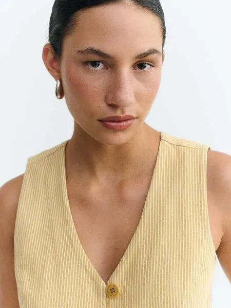 thinking mu thinking mu Damen Weste - Alisa Top- aus Bio-Baumwolle, Nogal stripes (gelb), – Produktbild 3 von 3