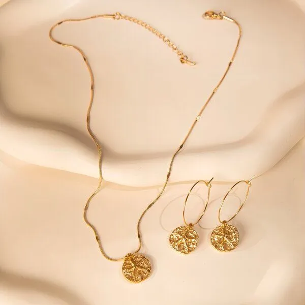 ELEKTROPULLI ELEKTROPULLI Kette 1mm schmal mit Anhänger, Set mit Ohrringen, Gold, – Produktbild 3 von 8