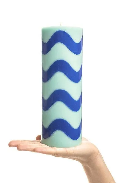 Tranquillo Tranquillo Stumpenkerze GLUMI WAVE, Wax041-blue, – Produktbild 3 von 3