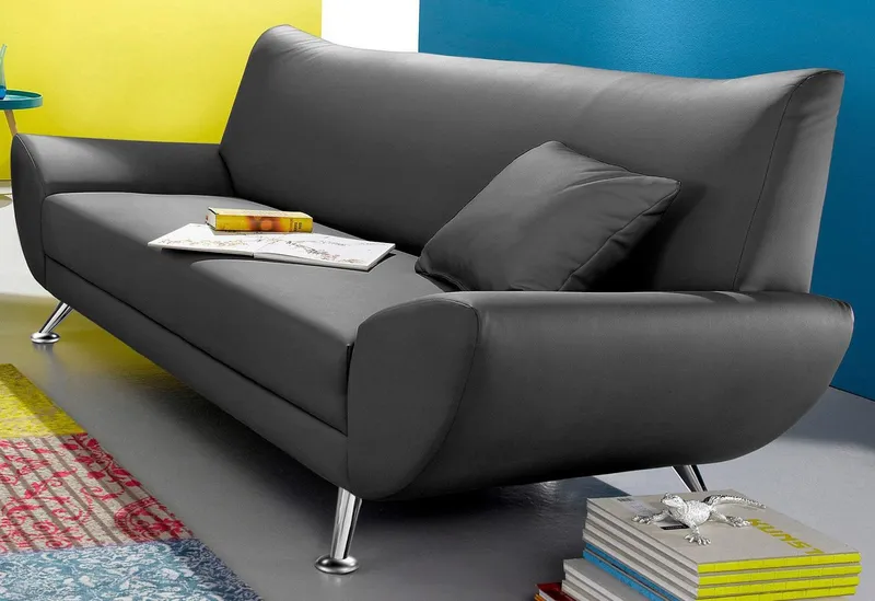 Home affaire 3-Sitzer Saltare elegant & komfortabel, toller Designfuß, bequem, Breite 205cm, Schwarz, – Produktbild 3 von 5