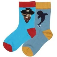 Walkiddy Baby Socken Bio-Baumwolle GOTS "Pirate Ships & Whales" dunkelblau – vegane, weiche Walkiddy Socken mit maritimem Motiv für empfindliche Babyfüße und nachhaltige Erstausstattung – Produktbild 1 von 1