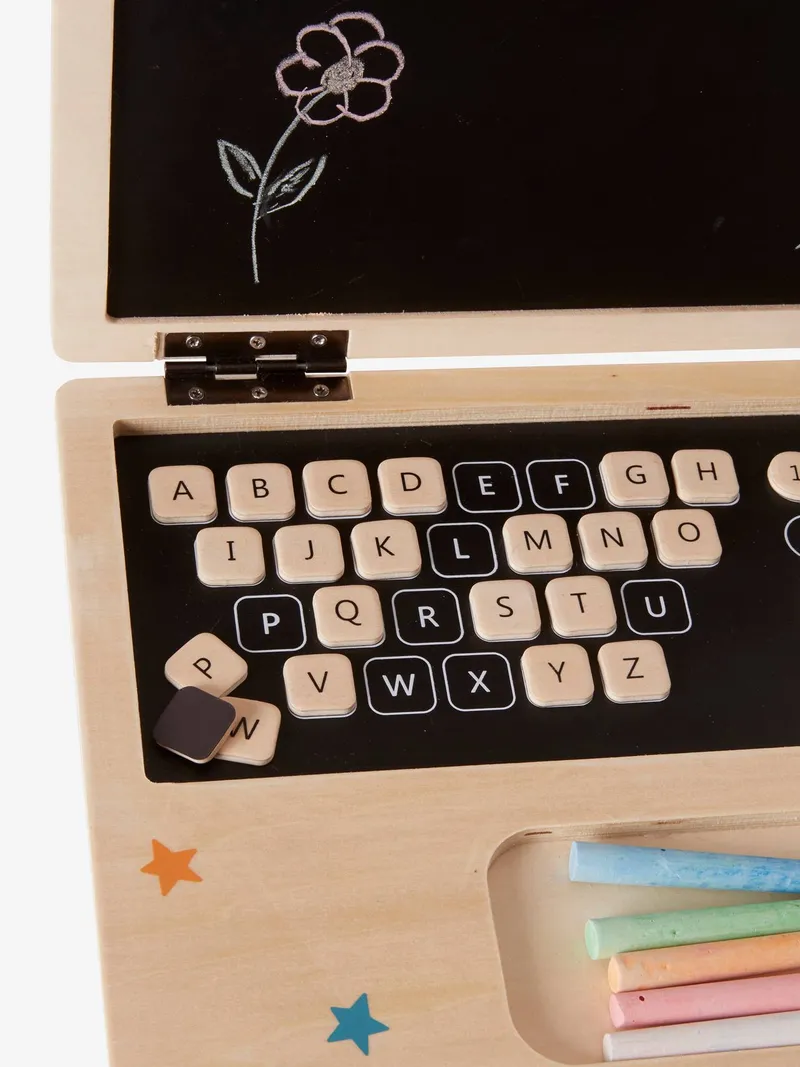 Vertbaudet Vertbaudet Spiel-Laptop aus Holz FSC®, Schwarz/braun, – Produktbild 4 von 4
