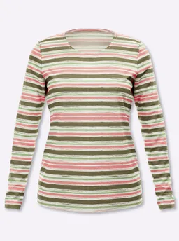 heine Langarmshirt khaki-rosenholz-geringelt – Produktbild 1 von 1