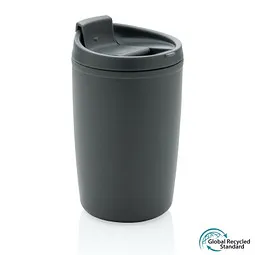 XD Collection GRS recycelter PP-Becher mit Flip-Deckel, anthrazit, Dunkelgrau, – Produktbild 1 von 1